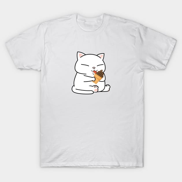 Chubby Cat Chocolate Ice Cream T-Shirt by Takeda_Art